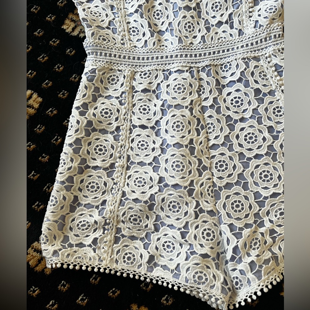 Anthropologie Endless rose white lace romper Sz small Sz 4 - Picture 8 of 8